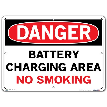 Vestil Aluminum Sign, 10-1/2" H, 14-1/2" W, Rectangle, English, SI-D-45-C-AL-063 SI-D-45-C-AL-063
